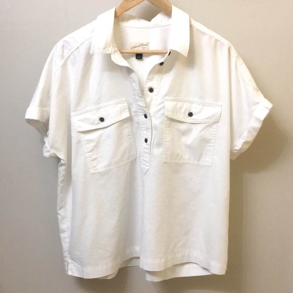 Rolled cuff short sleeve dolman shirt